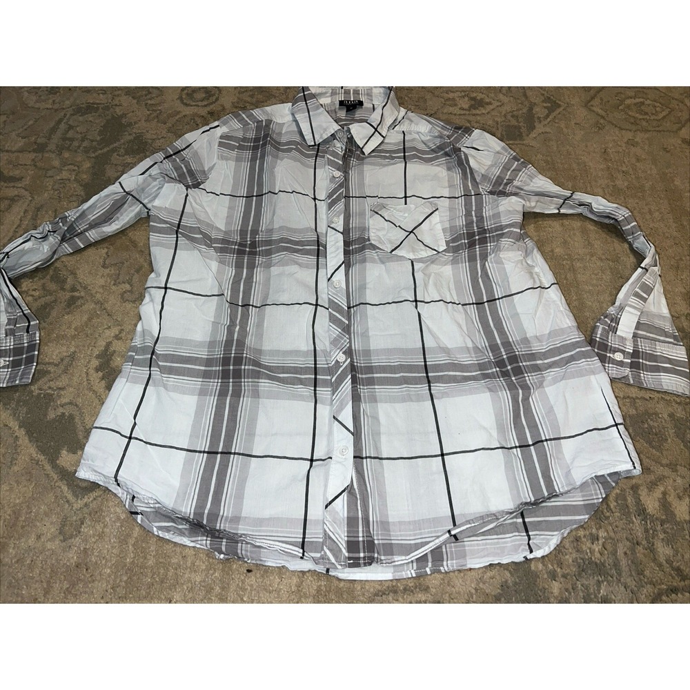 a.n.a. Women's size Medium White Plaid  button down long‎ sleeve Shirt